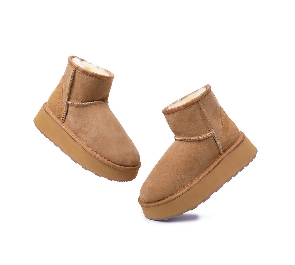 Australian Made Sheepskin Wool Ankle Boots Mini Platform