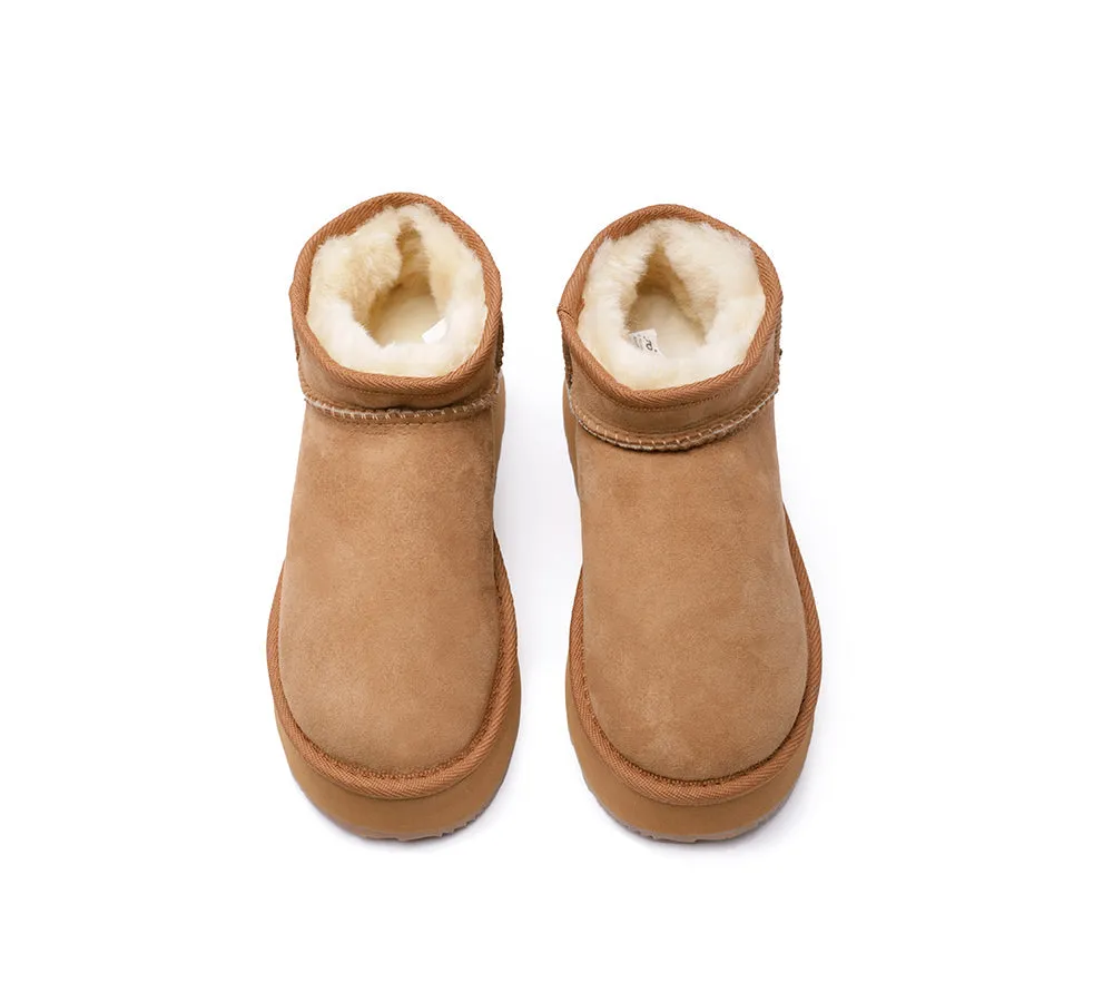 Australian Made Sheepskin Wool Ankle Boots Ultra Mini Platform