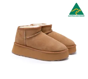 Australian Made Sheepskin Wool Ankle Boots Ultra Mini Platform