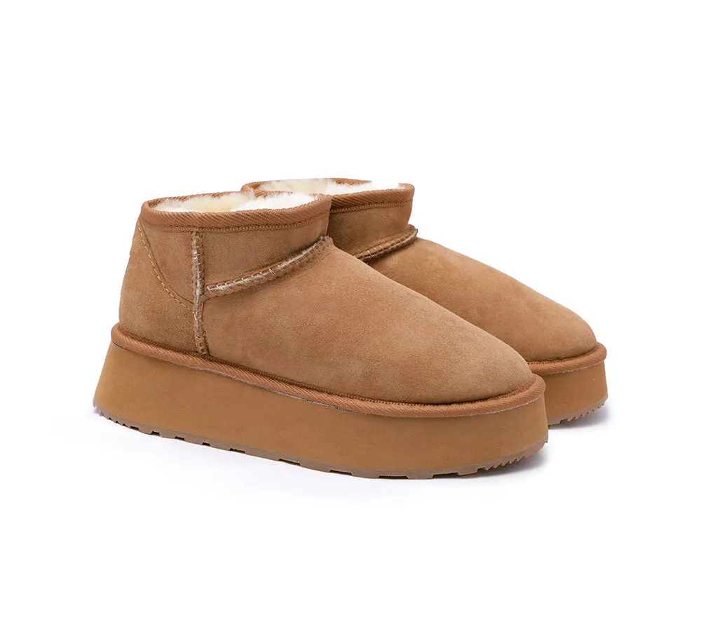 Australian Made Sheepskin Wool Ankle Boots Ultra Mini Platform