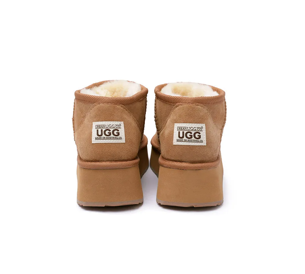 Australian Made Sheepskin Wool Ankle Boots Ultra Mini Platform