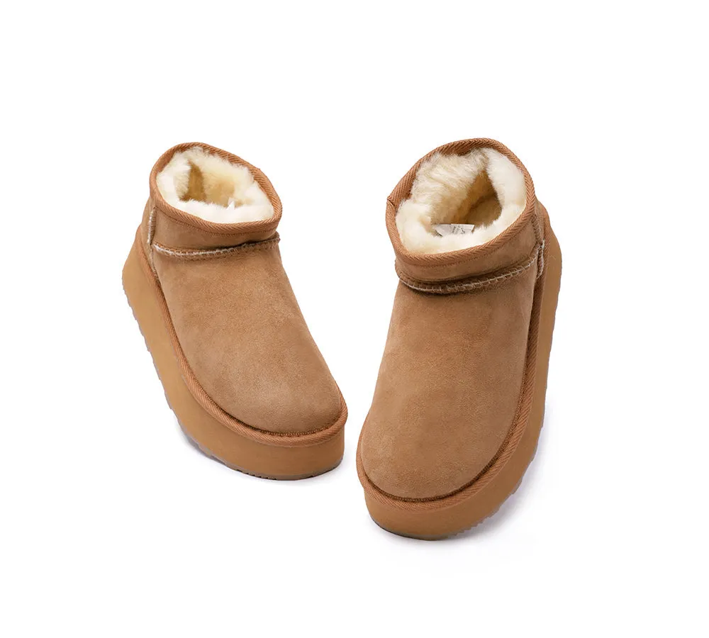 Australian Made Sheepskin Wool Ankle Boots Ultra Mini Platform