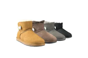 Australian Premium Double Face Sheepskin Mini Crystal Button Boots