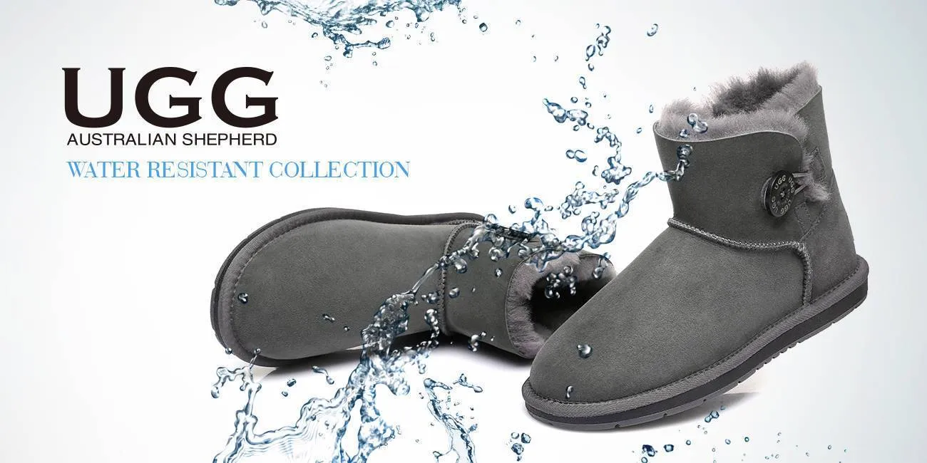 Australian Premium Double Face Sheepskin Mini Crystal Button Boots