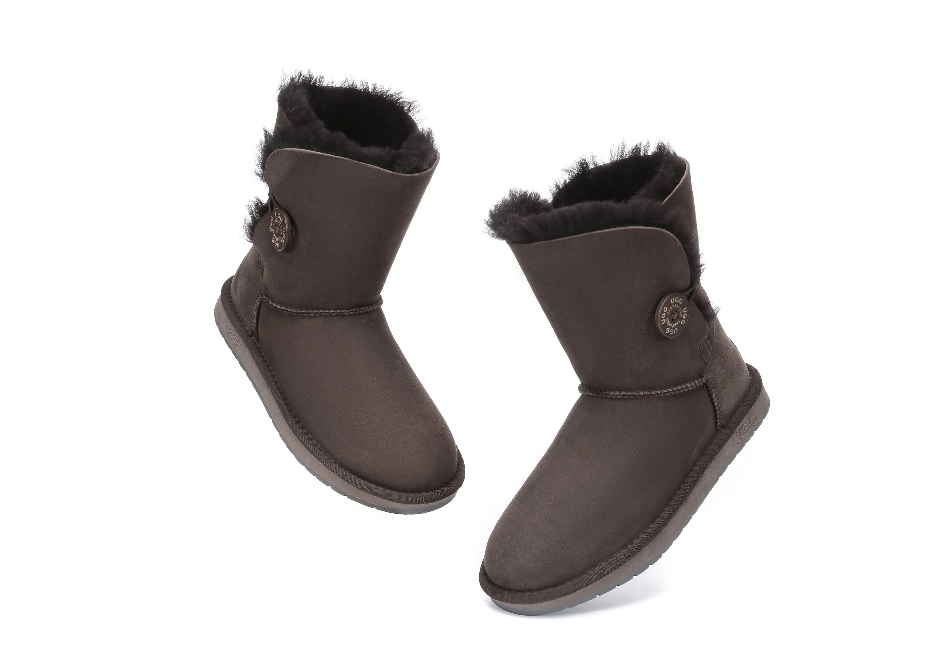 Australian Premium Double Face Sheepskin Short Button Water Resistant Boots