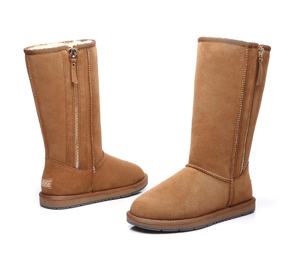 Australian Premium Double Face Sheepskin Tall Side Zip Water Resistant Boots