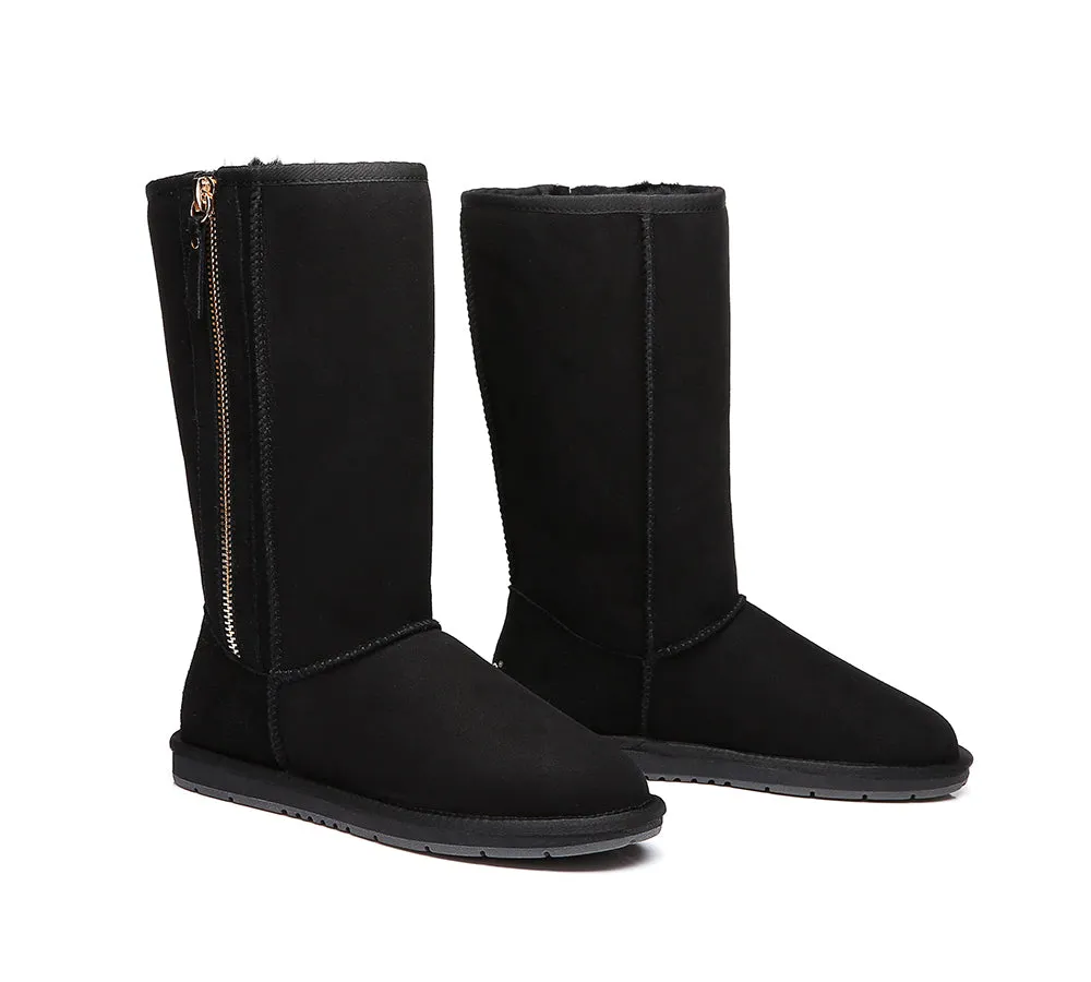 Australian Premium Double Face Sheepskin Tall Side Zip Water Resistant Boots