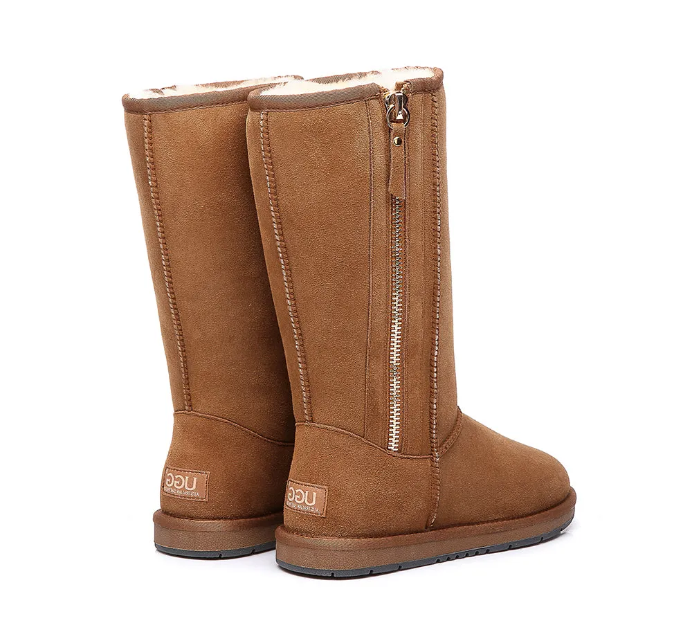 Australian Premium Double Face Sheepskin Tall Side Zip Water Resistant Boots