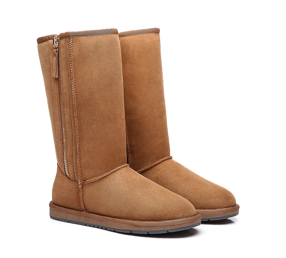 Australian Premium Double Face Sheepskin Tall Side Zip Water Resistant Boots