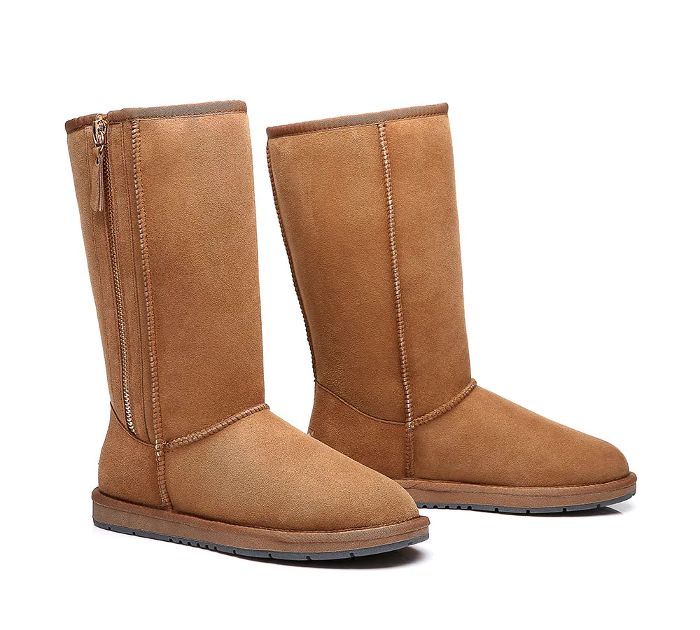 Australian Premium Double Face Sheepskin Tall Side Zip Water Resistant Boots