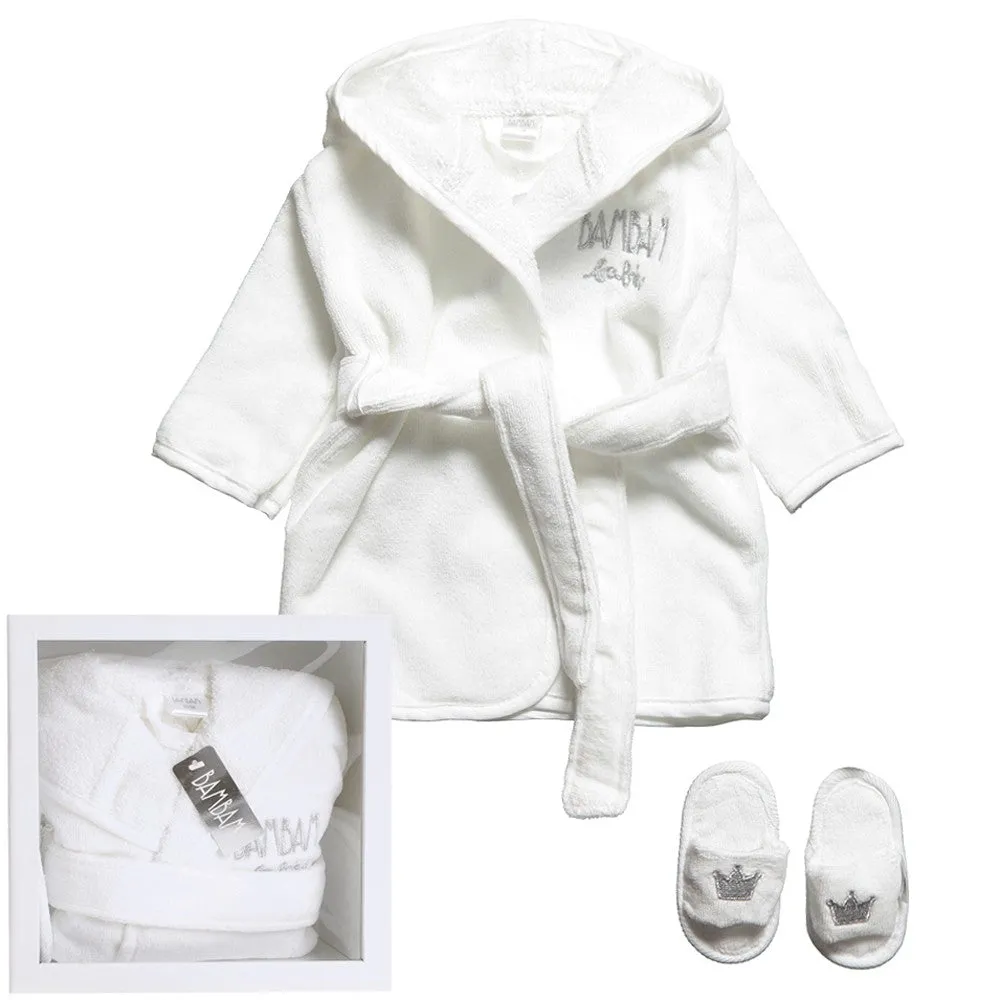 Bam Bam Unisex White Bathrobe & Slippers in Giftbox