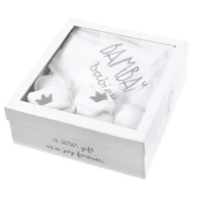 Bam Bam Unisex White Hooded Towel & Slippers in Giftbox