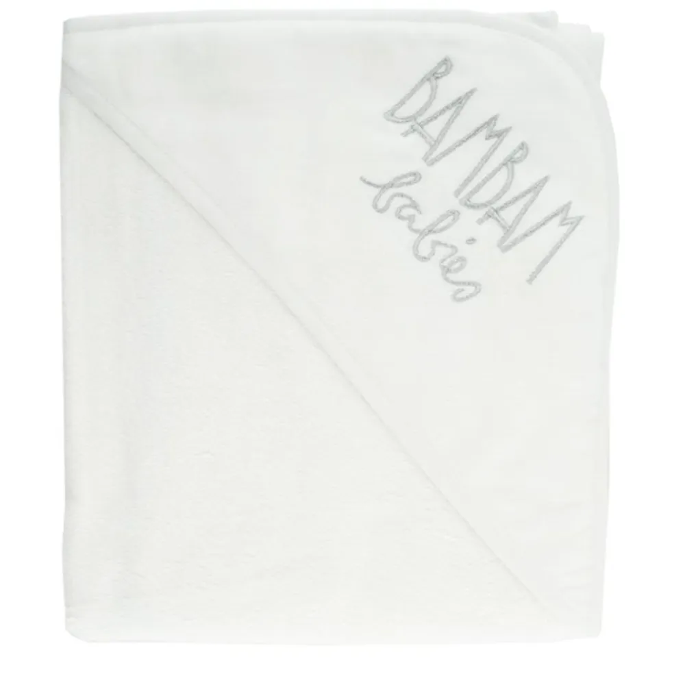 Bam Bam Unisex White Hooded Towel & Slippers in Giftbox