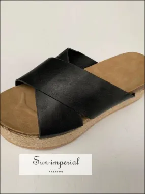 Black Summer Women Slippers Open Toe Platform Casual Shoes each Ladies Outdoor Flip Flops X Shape