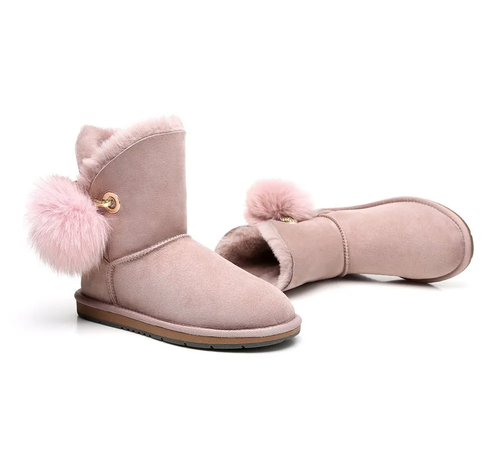 Blakely Ladies Short Pom Pom Boots