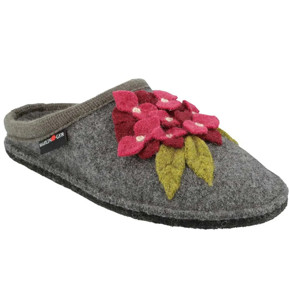 Boiled Wool Slipper "Hortensia" in Grey