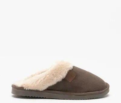 Bras & Honey Ladies Wicklow Slippers Faux Sheepskin Mule, Brown