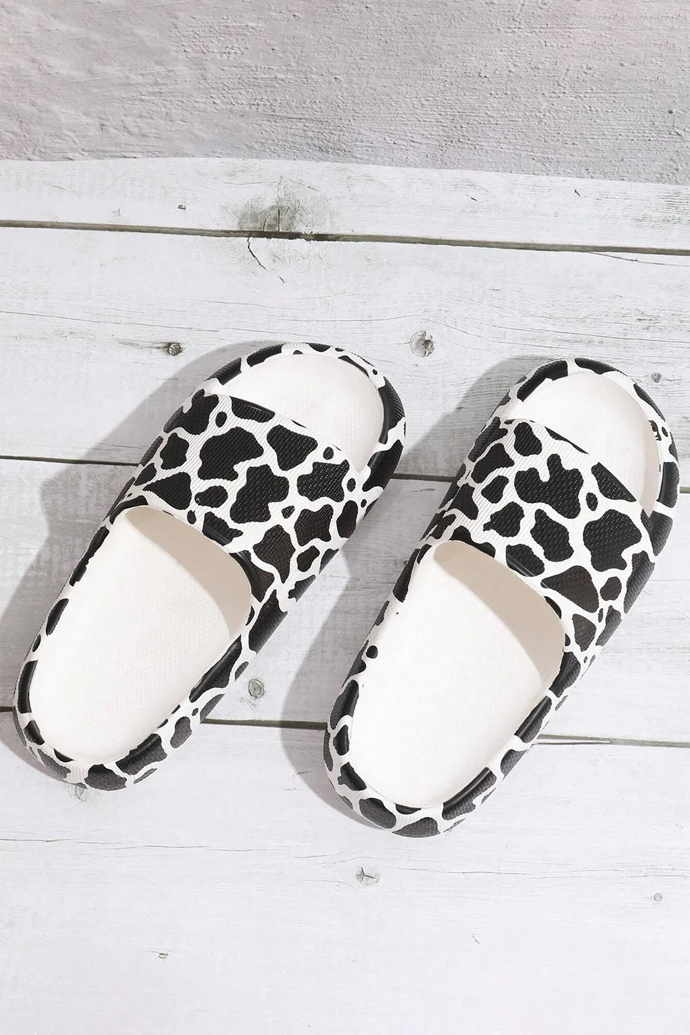 Casual Animal Spots Print Open Toe Thick Flat Slippers