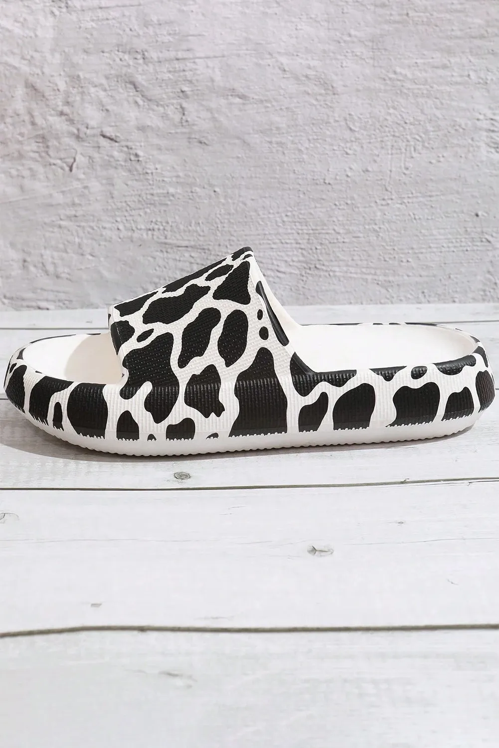 Casual Animal Spots Print Open Toe Thick Flat Slippers