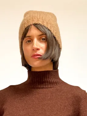 Cocobello Mohair Knit Hat in Toffee