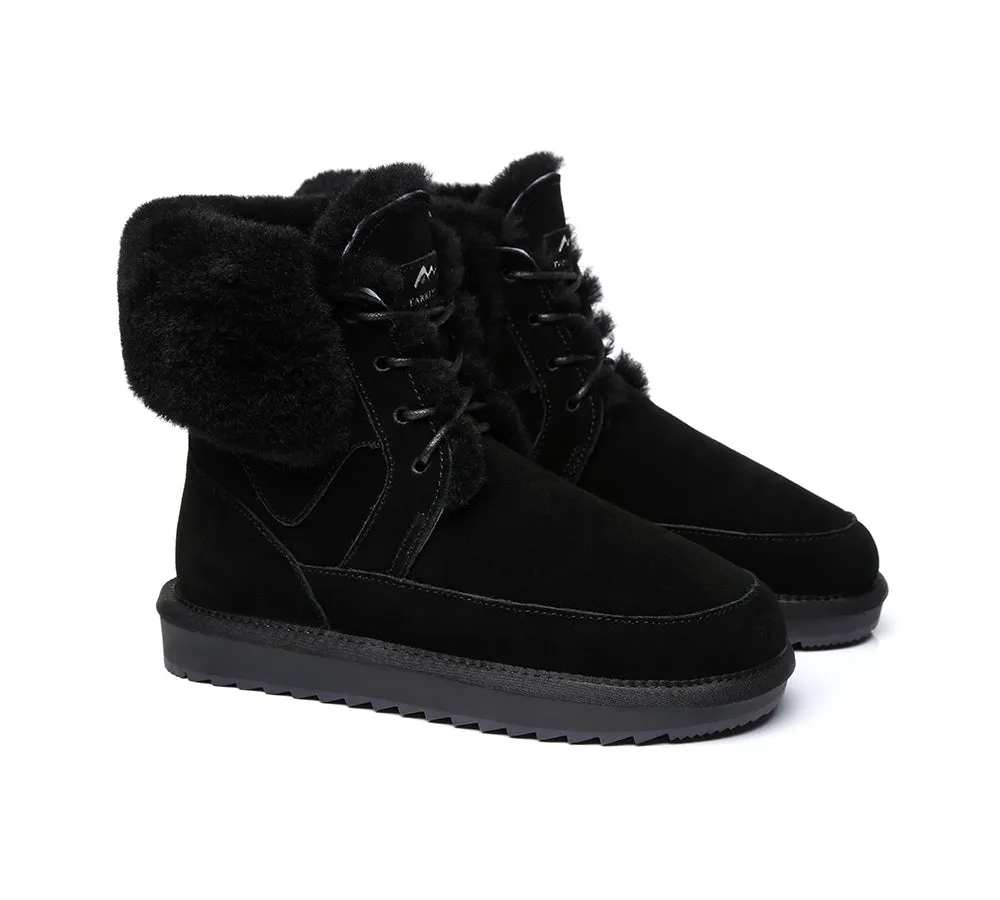 Dora Fashion Lace Up Boots Double Face Sheepskin