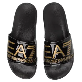 EA7 Shiney Black & Gold Slippers