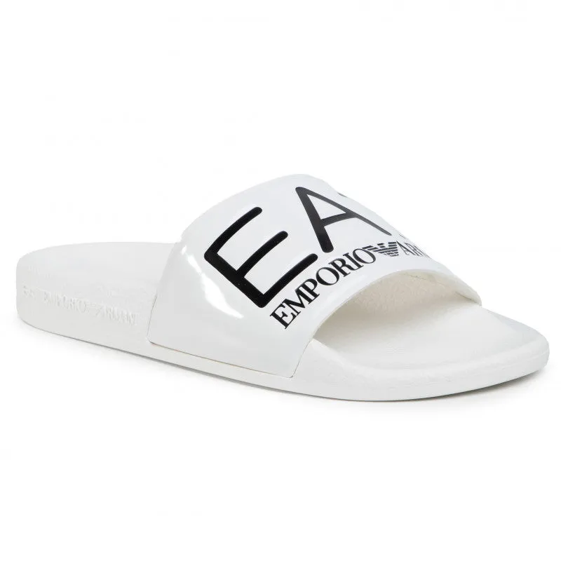 EA7 Shiney White Slippers