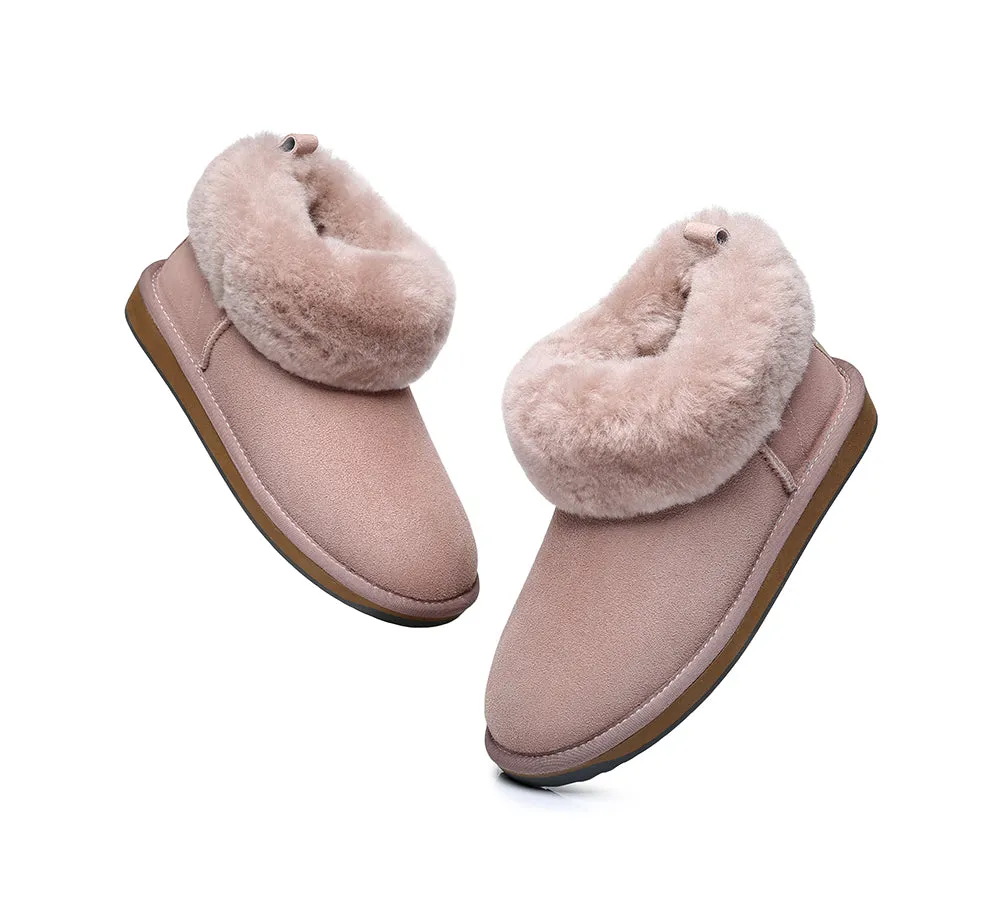 Emmy Women Sheepskin Slippers Fluffy Collar