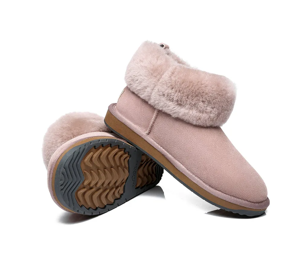 Emmy Women Sheepskin Slippers Fluffy Collar