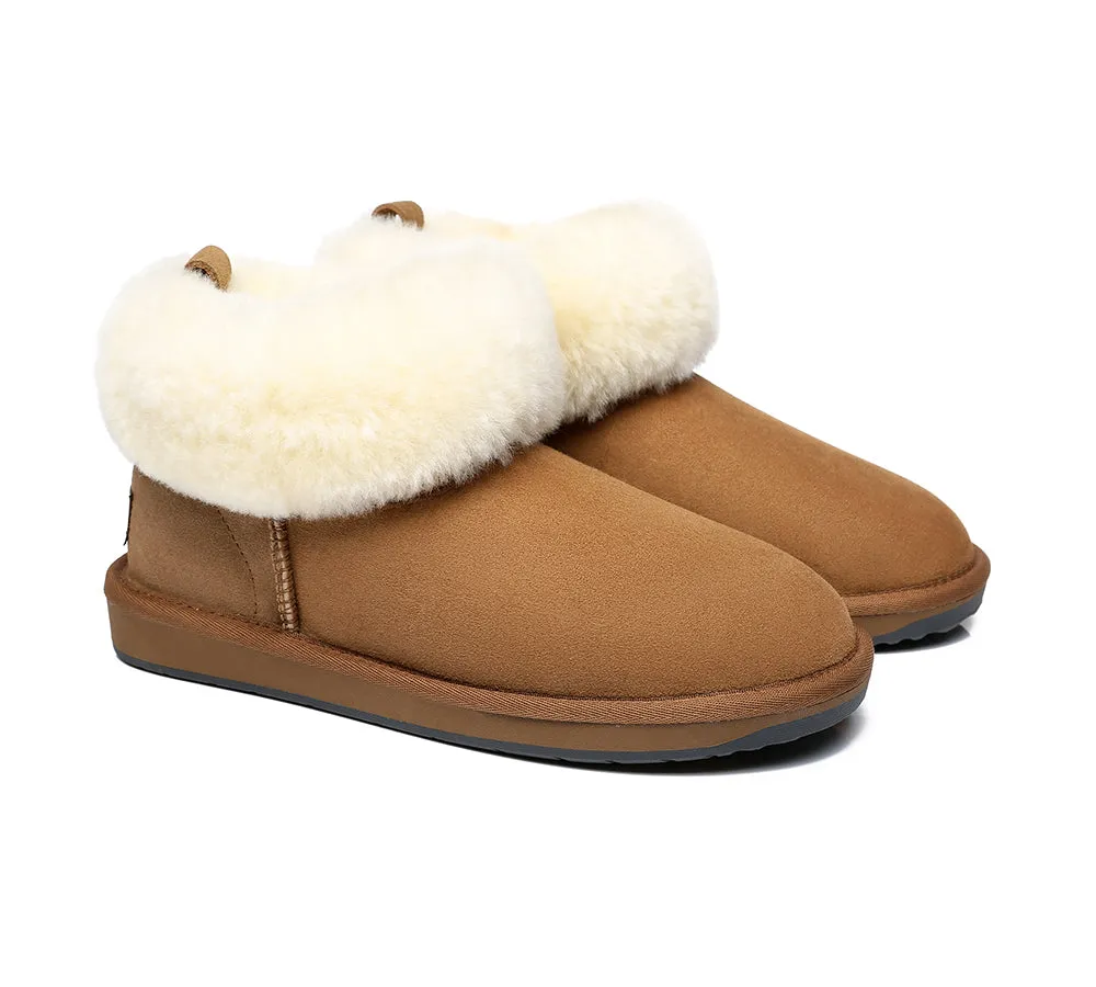 Emmy Women Sheepskin Slippers Fluffy Collar