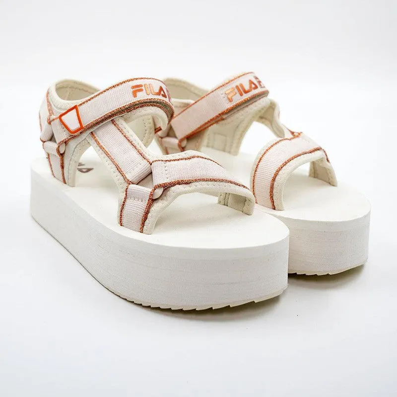 FILA Luna Metallic Platform Sandals - Gardenia/ Rose Gold