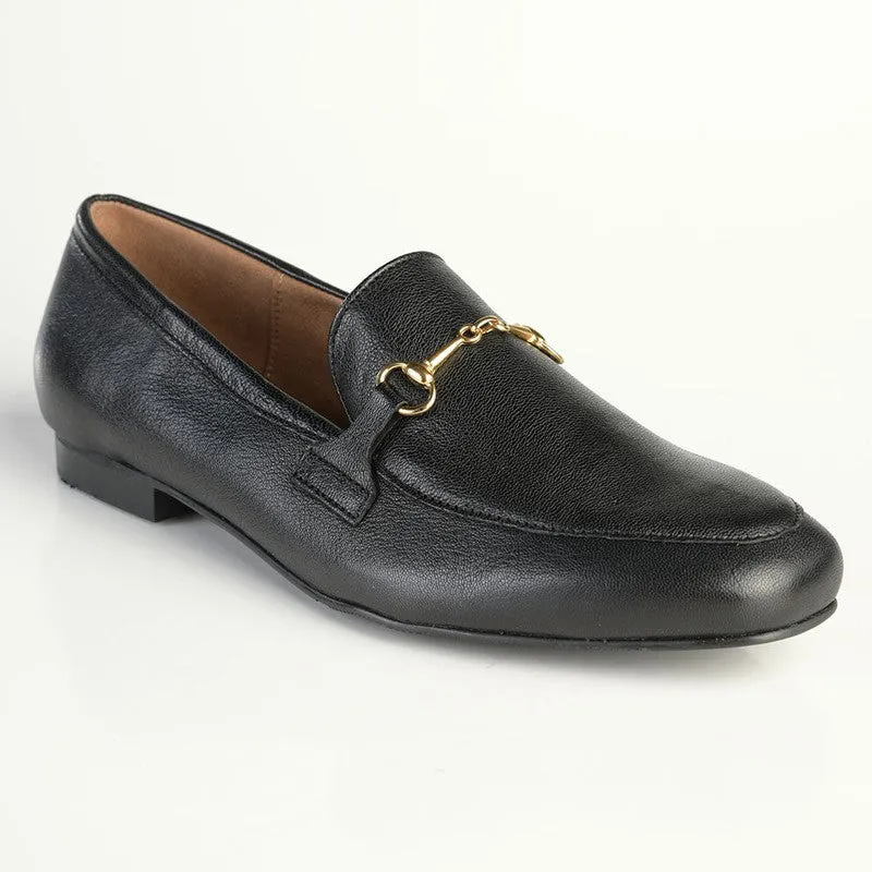 Froggie Karen Leather Flat Loafer - Black