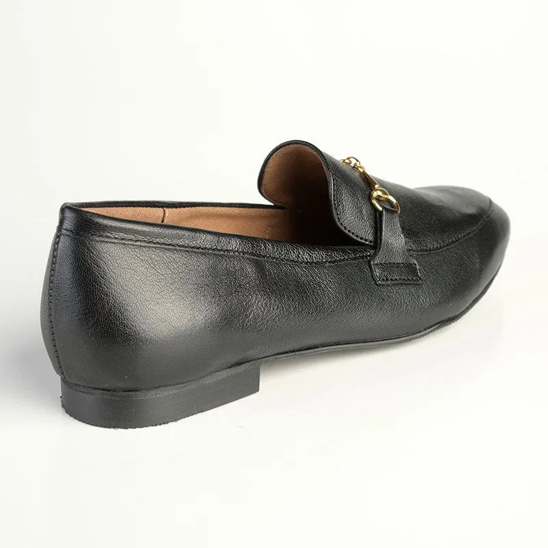 Froggie Karen Leather Flat Loafer - Black