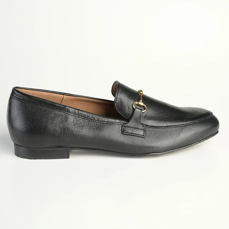 Froggie Karen Leather Flat Loafer - Black