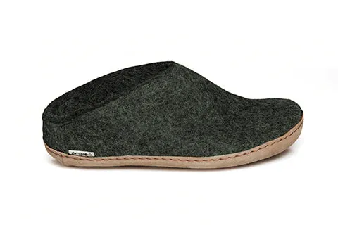 Forest Green Glerup Slip-On Shoes with Leather Sole