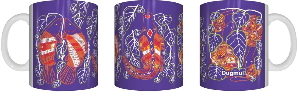 Graham Kenyon Mug in Gift Box - Croc, Barra and Turtle Design - 4 Colours To Choose From