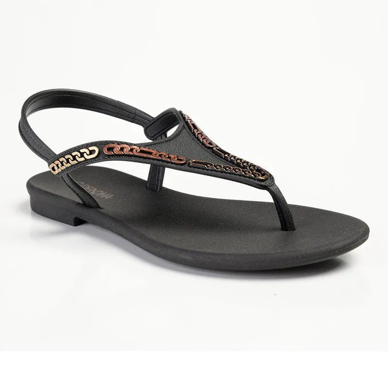 Grendha Chainlink Ladies Thong Sandals - Black