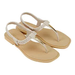 Grendha Fay Ladies Thong Sandals - Beige/White