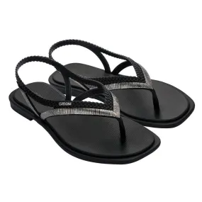 Grendha Fern Thong Slingback Sandals - Black