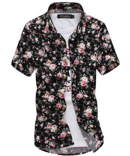 High quality printed cotton men's flower patter shirt