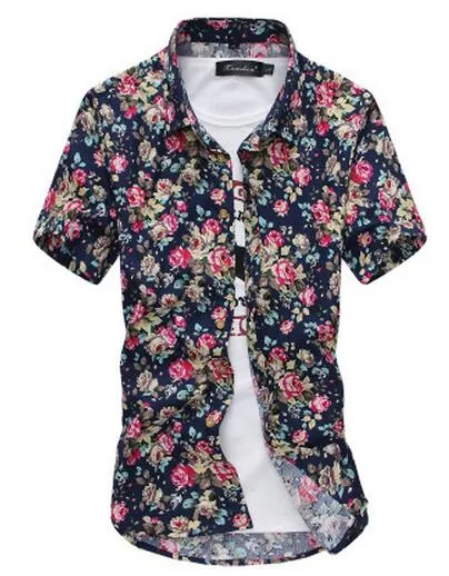 High quality printed cotton men's flower patter shirt