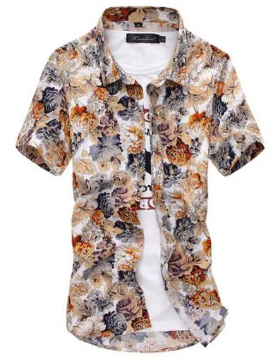 High quality printed cotton men's flower patter shirt