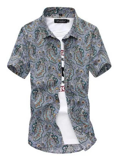 High quality printed cotton men's flower patter shirt