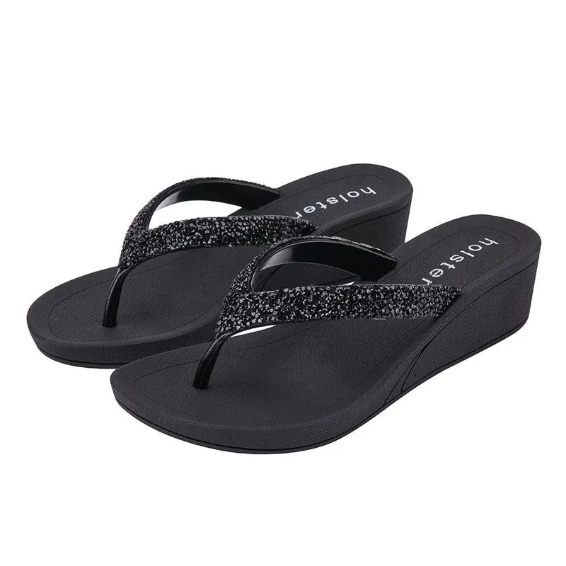 Holster Alora Wedge Thong Sandals - Black