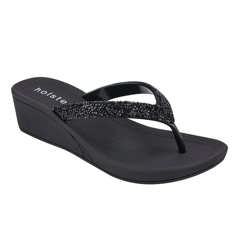 Holster Alora Wedge Thong Sandals - Black