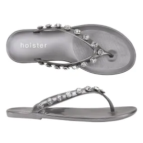 Holster Vacation Jewelled Toe Thong - Pewter