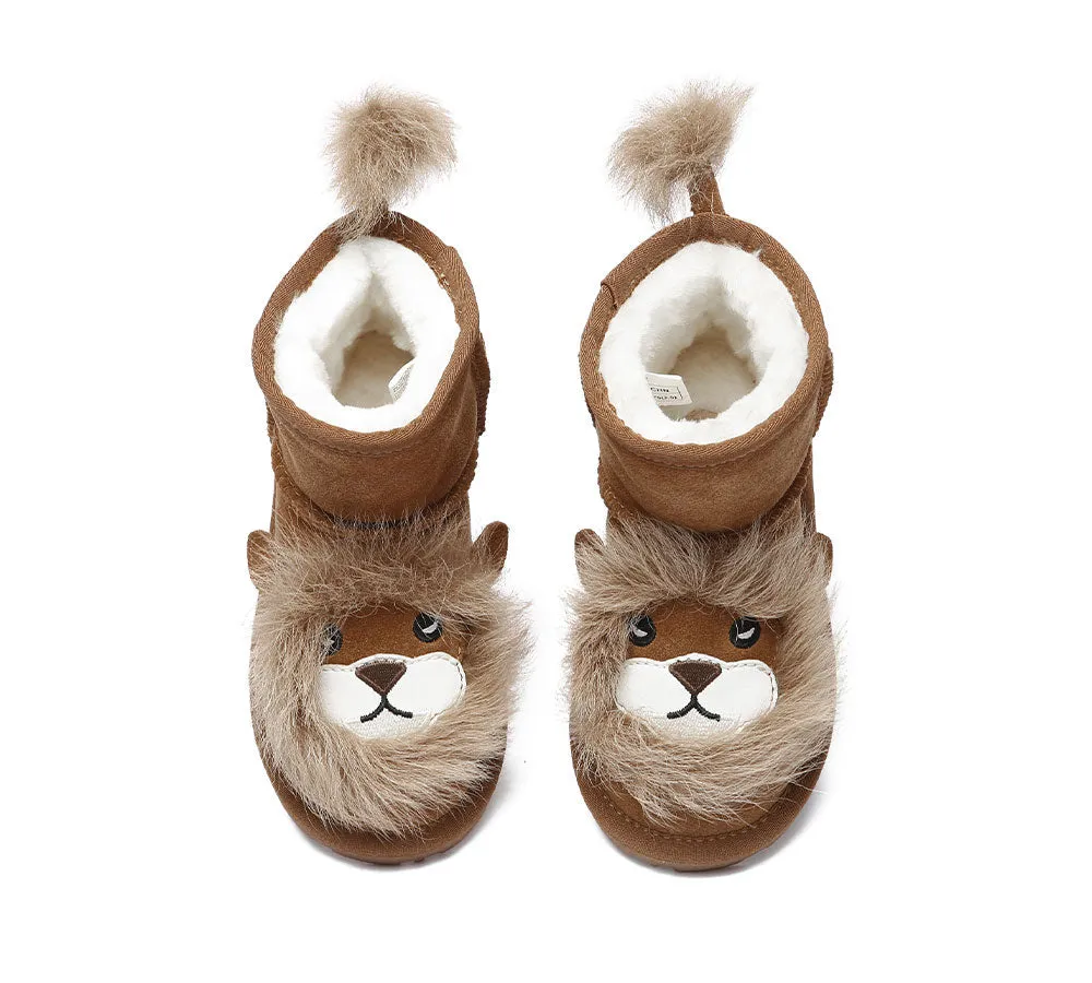 Kid Sheepskin Boots Lion Kids Plus