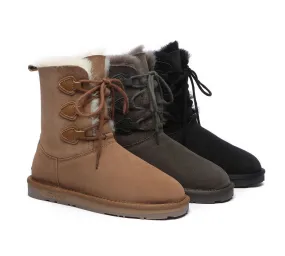 Lace-Up Sheepskin Boots Women Tall Stark