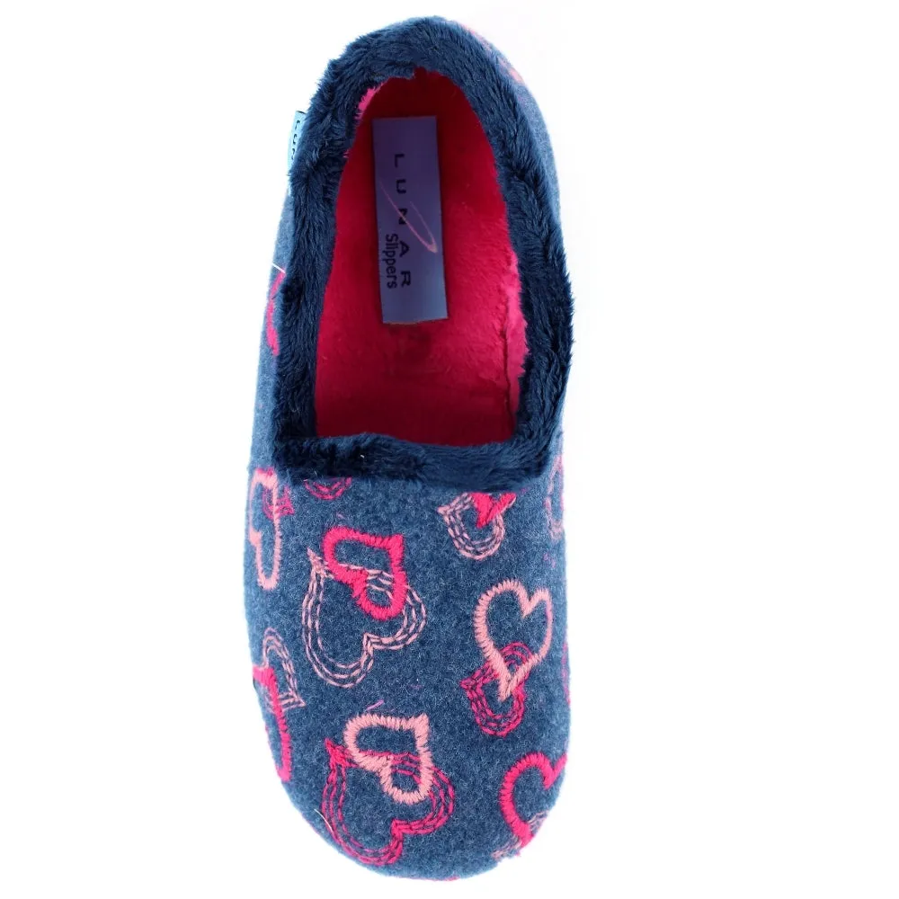 Ladies Bedroom Slippers Blue Lunar Soft Insoles Jolly