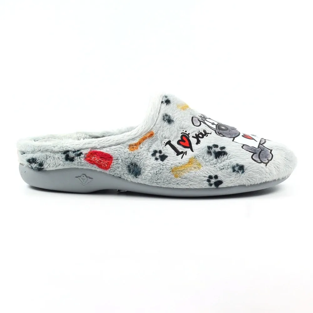 Ladies Grey Bedroom Slipper Mule Lazy Dogz Foam Euphoria